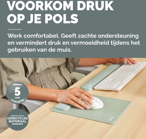 Muismat met polssteun Fellowes Breyta XL saliegroen-1