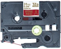 Labeltape Brother P-touch TZe-RW54 24mm goud op wijnrood