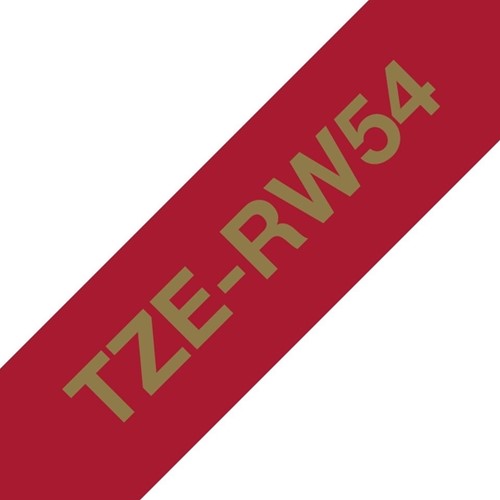 Labeltape Brother P-touch TZe-RW54 24mm goud op wijnrood-2