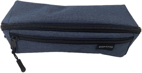 Pennenetui Econovo met 2 ritsluitingen blauw