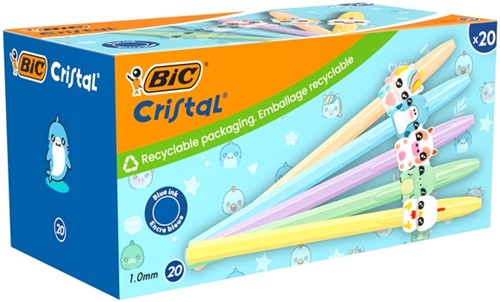 Balpen Bic Cristal dierenfiguren assorti