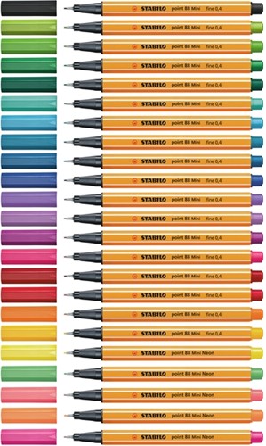Fineliner STABILO point 88 Animal Vibes mini fijn assorti blister à 8 stuks-1