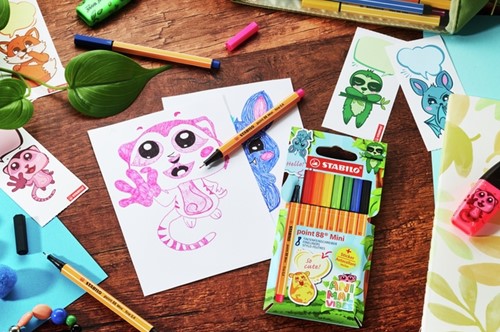 Fineliner STABILO point 88 Animal Vibes mini fijn assorti blister à 8 stuks-2