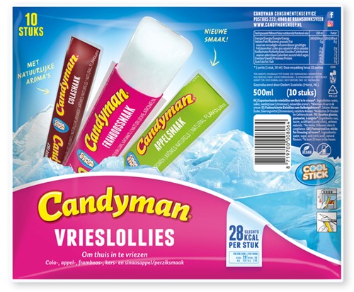 Vrieslolly Candyman 50 milliliter zak 10 stuks