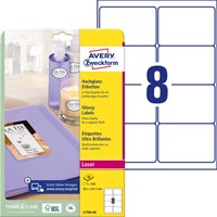 Etiket Avery L7765-40 99.1x 67.7mm hoogglans wit 320 stuks-2