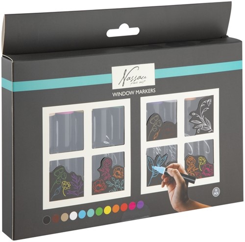 Krijt en raammarkers Nassau set à 12 kleuren