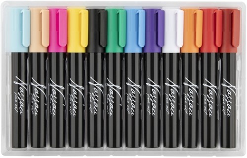 Krijt en raammarkers Nassau set à 12 kleuren-2