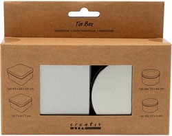 Blikjes Creativ Company cirkel en vierkant set à 4 stuks zilver