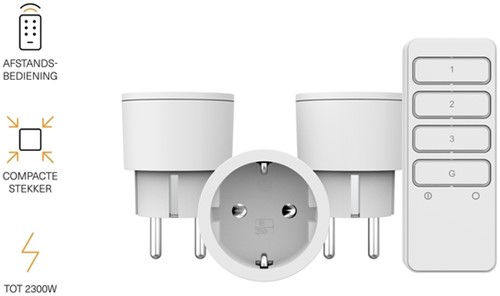 Stekkerschakelaarset KlikAanKlikUit APC3-2300RN 2300W 3 stekkers wit-2