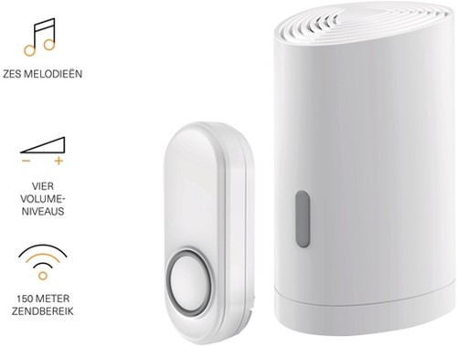 Draadloze deurbelset KlikAanKlikUit ACDB-9000AC wit-2