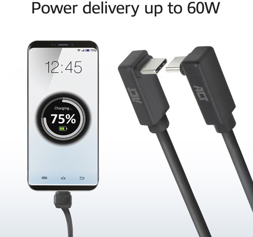 Kabel ACT USB-C hoek boven/beneden 10Gbps 1m-1