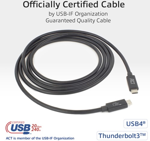 Kabel ACT USB-C 4.0 20Gbps Thunderbolt 3 2m-3