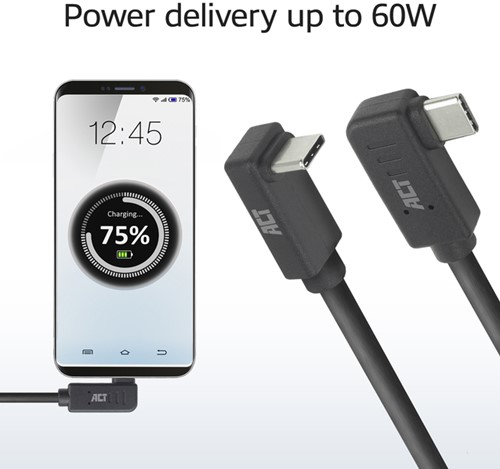 Kabel ACT USB-C hoek links/rechts USB-C hoek boven/beneden 10Gbps 1m-4