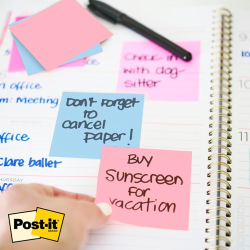 Memoblok Post-it 3M 73x73mm Transparant blauw-2