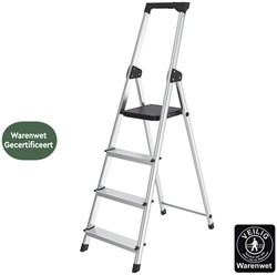 Huishoudtrap BRASQ 4 treden aluminium SLA400 zilver
