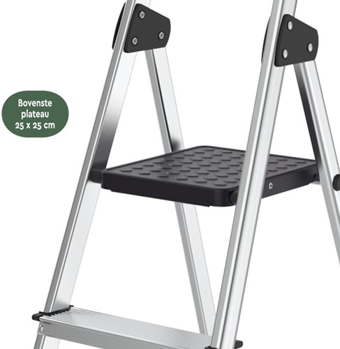 Huishoudtrap BRASQ 4 treden aluminium SLA400 zilver-2