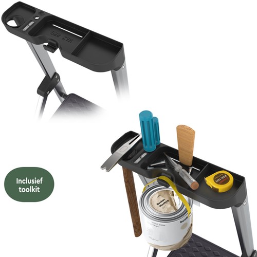 Huishoudtrap BRASQ 4 treden aluminium SLA400 zilver-1