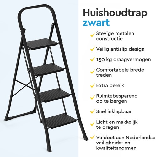 Huishoudtrap BRASQ 4 treden SLM400 zwart-1