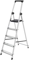 Huishoudtrap BRASQ 5 treden aluminium SLA500 zilver
