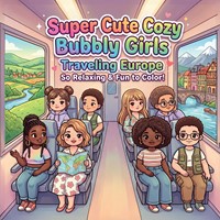 Kleurboek Cute Cozy Bubbly Girls Traveling