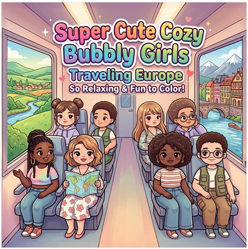 Kleurboek Cute Cozy Bubbly Girls Traveling-2