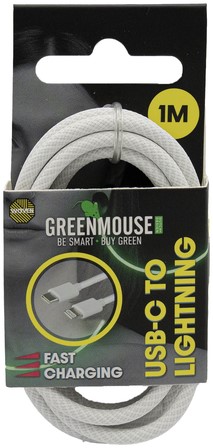 Kabel Green Mouse USB-C to Lightning data Woven 1m blisterverpakking