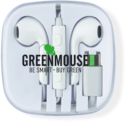 Oortelefoon Green Mouse USB-C blisterverpakking-2