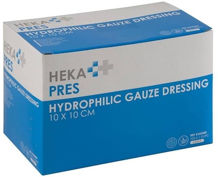 Hydrofiel gaaskompres Hekapres 10x10cm steriel