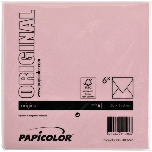 Envelop Papicolor 140x140mm babyroze pak à 6 stuks-3