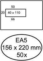 Envelop Hermes EA5 156x220mm venster 4x11links zelfklevend 50 stuks