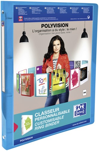 Presentatieringband Oxford Polyvision A4 4-rings O-mech 20mm blauw