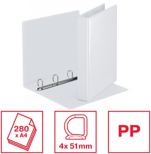 Presentatieringband Esselte Essentials panorama A4 2-rings D-mechaniek 51mm wit-1