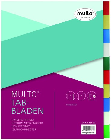 Tabbladen Multo A4 23-gaats 10-delig PP assorti