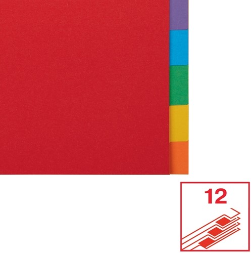 Tabbladen Esselte Economy A4 12-delig karton 11-rings assorti-7