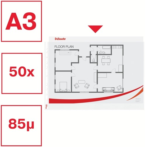 Showtas Esselte PP A3 11-gaats dwars 50 stuks-1