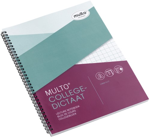 Collegeblok Multo A4 ruit 10x10mm 23-gaats 160 pagina's 80gr wit
