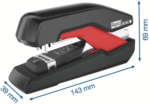 Nietmachine Rapid SO30c halfstrip 30vel 24/6 zwart/rood-3
