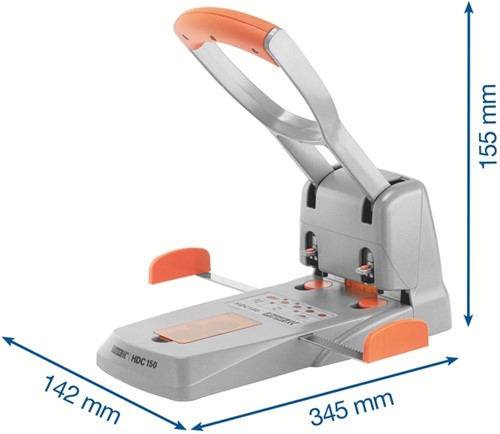 Perforator Rapid Supreme HDC150/2 heavy duty 2-gaats 150 vel zilver/oranje-1