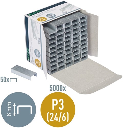 Nieten Leitz P3 24/6 verzinkt 5000 stuks-5