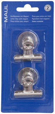 Papierklem MAUL Bulldog met magneet 40mm zilver 2 stuks-6