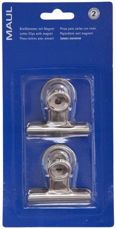Papierklem MAUL Bulldog met magneet 52mm zilver 2 stuks-5