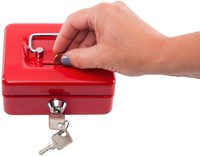 Geldkist MAUL met muntgleuf en slot 125x95x60mm rood-3