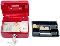 Geldkist MAUL met muntgleuf en slot 125x95x60mm rood-3