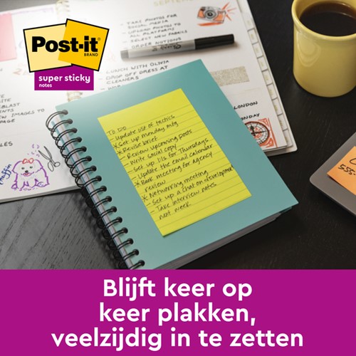 Memoblok Post-it 4690 Super Sticky 101x152mm lijn Bangkok 3 stuks-2