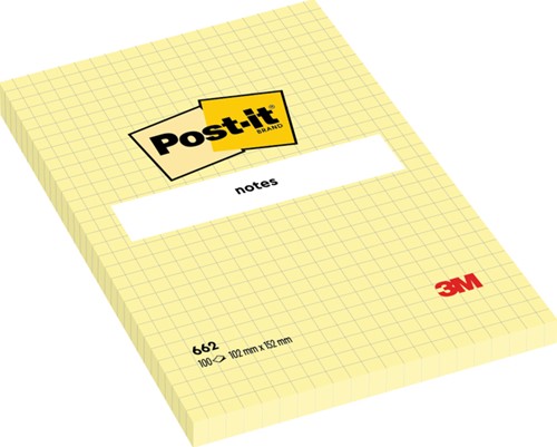 Memoblok Post-it 662 102x152mm ruit geel-1