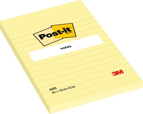 Memoblok Post-it 660 lijn 102x152mm canary yellow-1