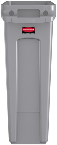 Afvalbak Rubbermaid Slim Jim Vented met luchtsleuven 87 liter grijs-2