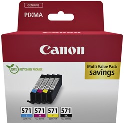 Inktcartridge Canon CLI-571 zwart + 3 kleuren