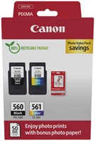 Inktcartridge Canon PG-560 CL-561 zw + kl + papier