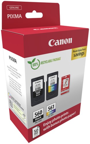 Inktcartridge Canon PG-560 CL-561 zw + kl + papier-2